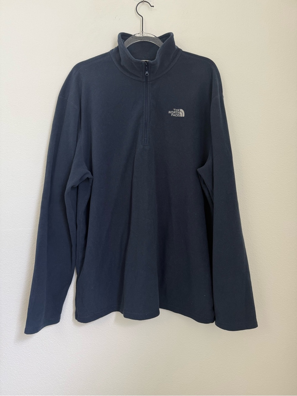 The North Face Men's Navy Fleece  1/4 Zip Pullover Sweater Mock Neck Size XL
